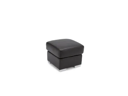 Pouf B198 in pelle imbottita con base in metallo di Bruma