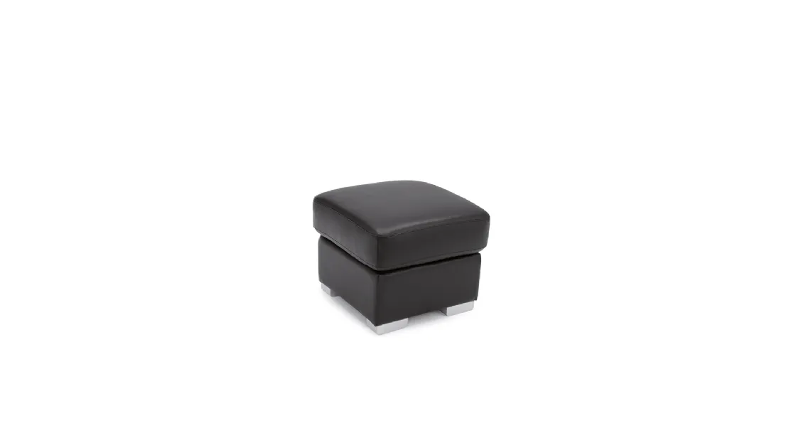 Pouf B198 in pelle imbottita con base in metallo di Bruma