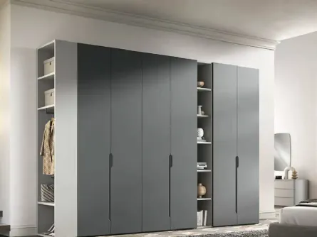 Armadio con ante battenti e libreria Ambra B352 di Moretti Compact Giorno Notte