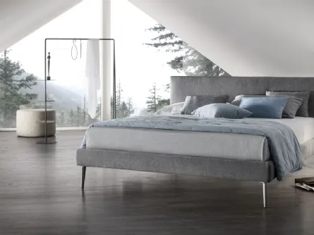 Letto elegante in tessuto con testiera Sander di V&Nice