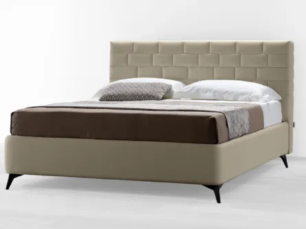 Letto Wall in tessuto con finitura della testata con design a mattoni di Stilfar  Italia