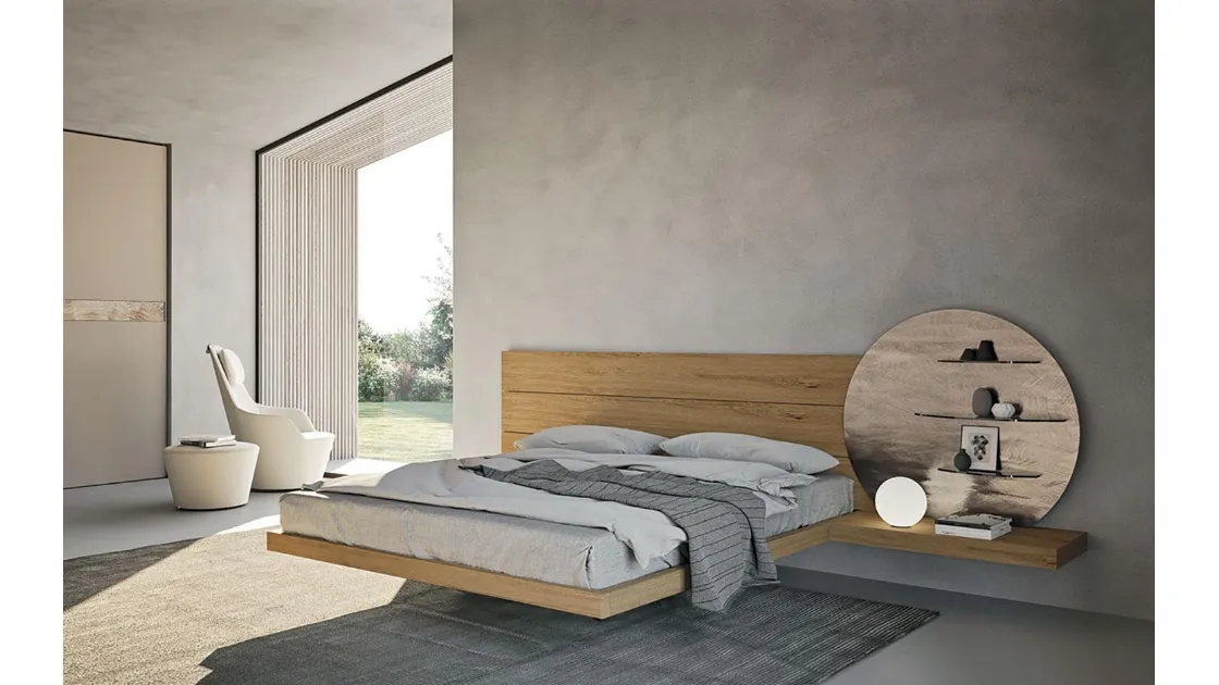 Letto in legno con testiera Wall System di Mobilgam