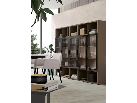 Libreria in melaminico con ante in vetro Golf Infinity L08 di Colombini Casa