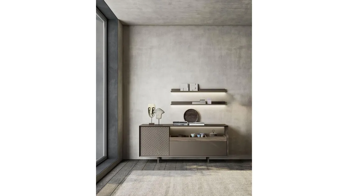 Madia Horizon Zen 1030 in laccato e legno intarsiato di Mobilgam