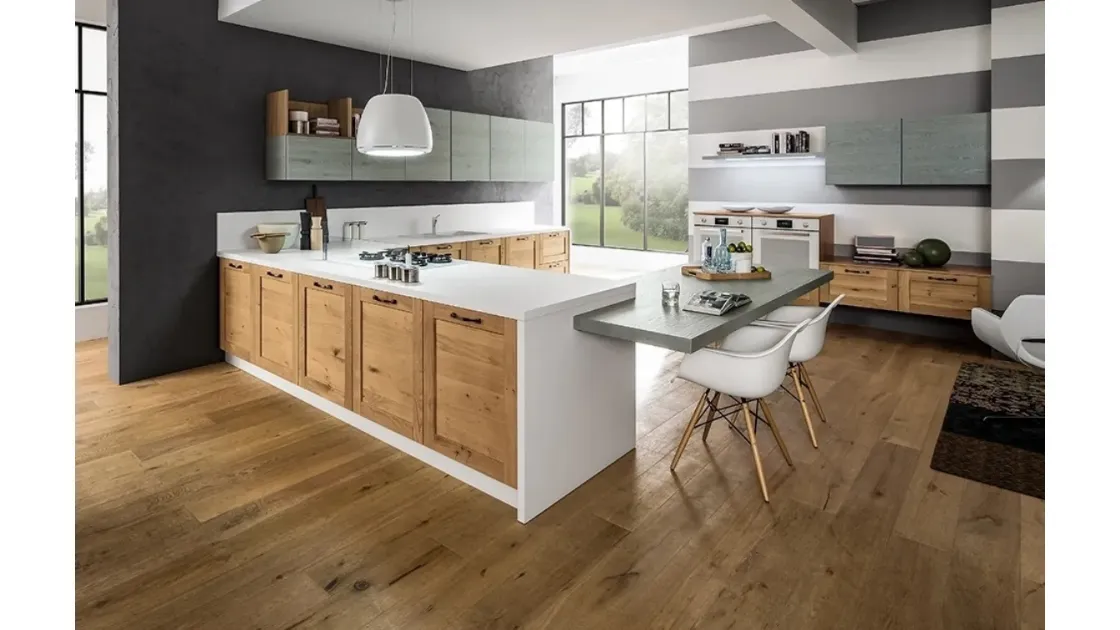 Cucina Moderna Curry 02 in Rovere Naturale di Arrex