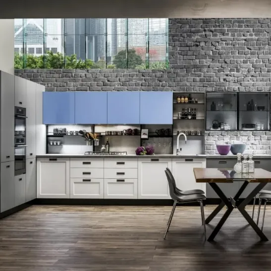 Cucina Moderna Dallas 05 in PET Zucchero Grigio e Timo di Arrex