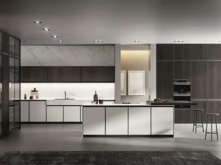 Cucina Moderna in Pet e rovere ebano con isola Kronos 02 di Arredo3