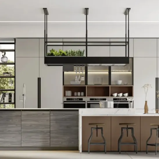 Cucina Moderna con isola Loft 2|2 05 in laccato e HPL di Arrex