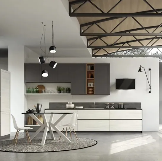 Cucina Moderna ad angolo Twin 02 in HPL Okobo Iceberg di Arrex