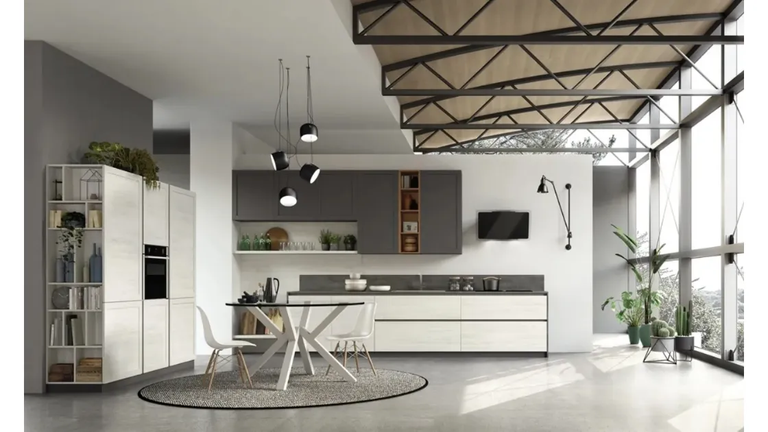 Cucina Moderna ad angolo Twin 02 in HPL Okobo Iceberg di Arrex